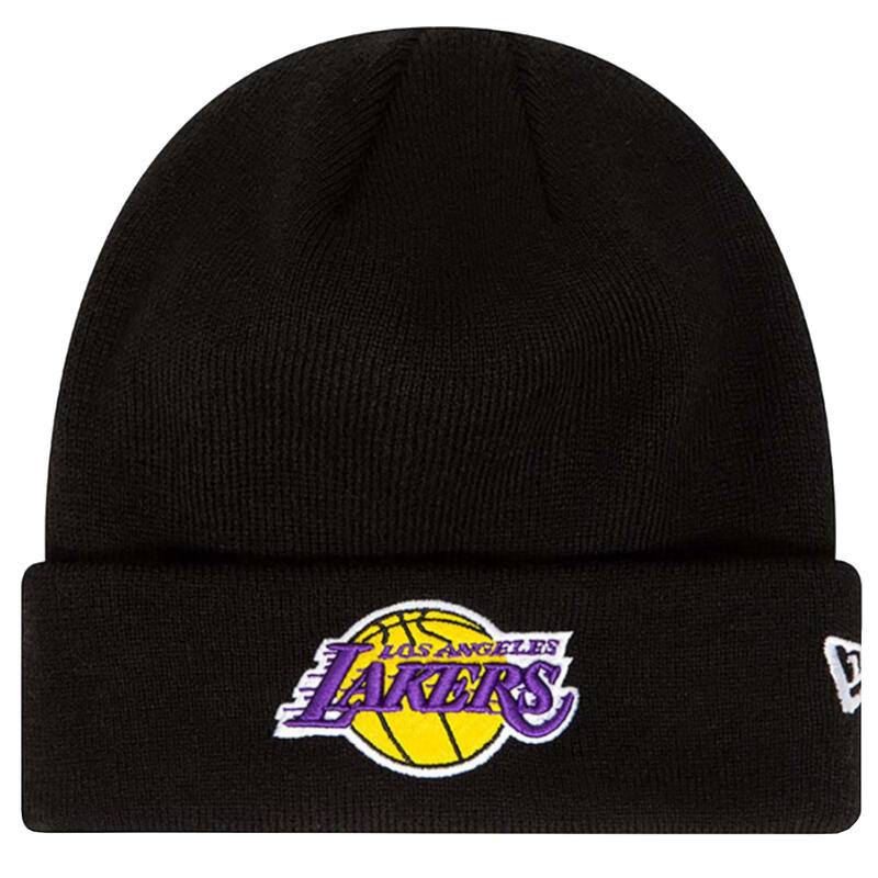 Férfi sapkák, New Era Essential Cuff Beanie Los Angeles Lakers Hat, fekete