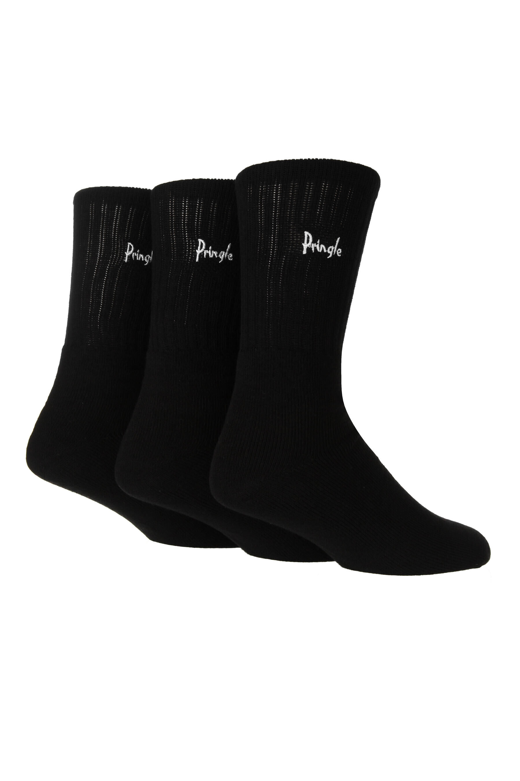 PRINGLE OF SCOTLAND P2050 Mens Sports Socks with Fully Cushioned Foot Black