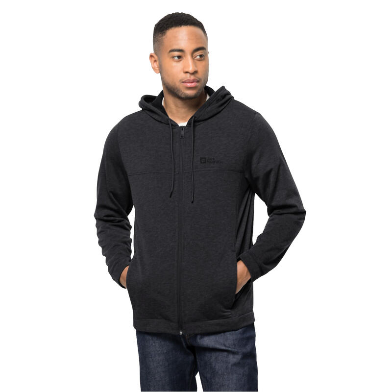 Férfi pulóver, Jack Wolfskin Waldsee Hooded Jkt M, fekete