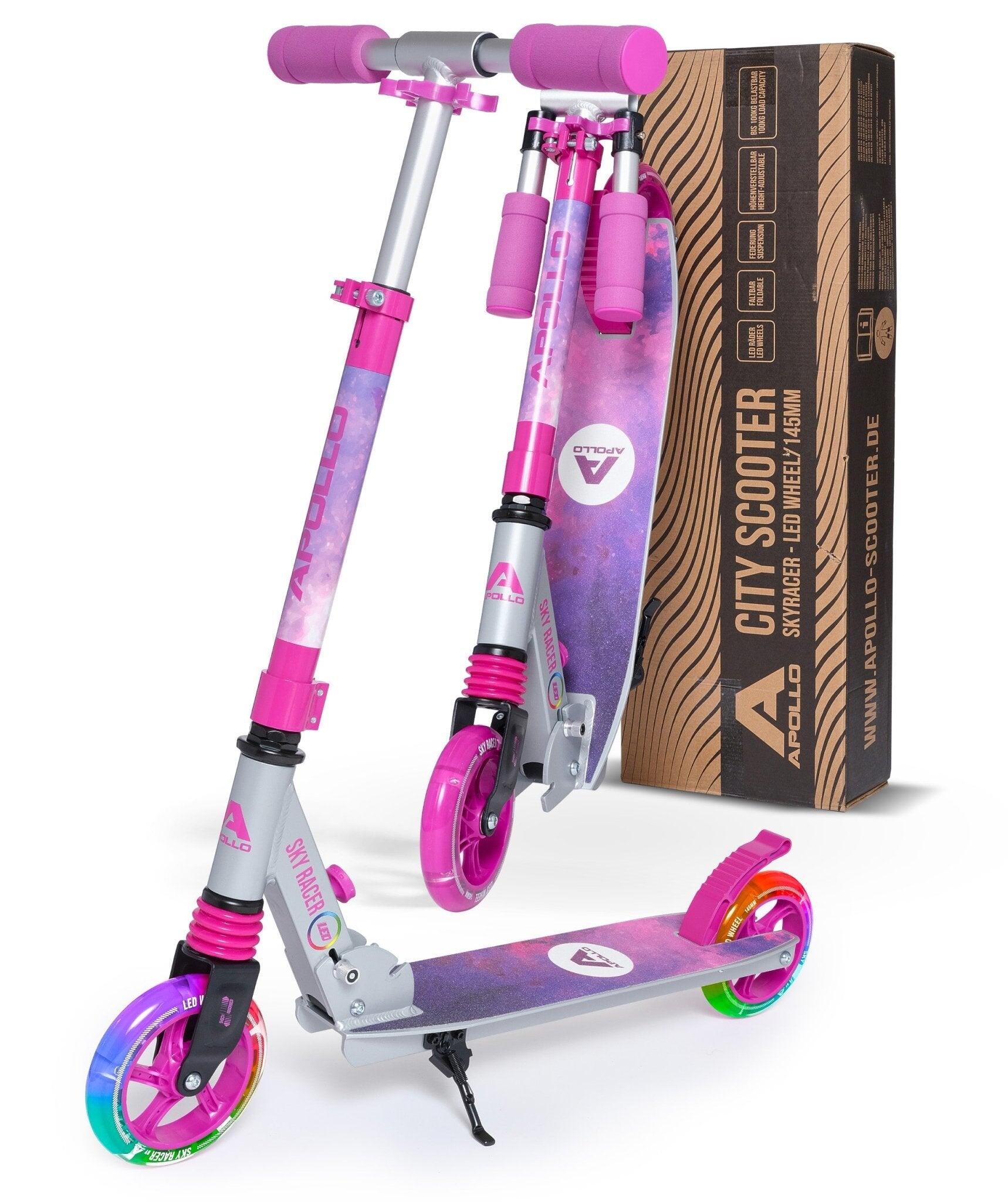 APOLLO Scooter LED - Skyracer met LED Wielen 145 mm City Scooter met Vering
