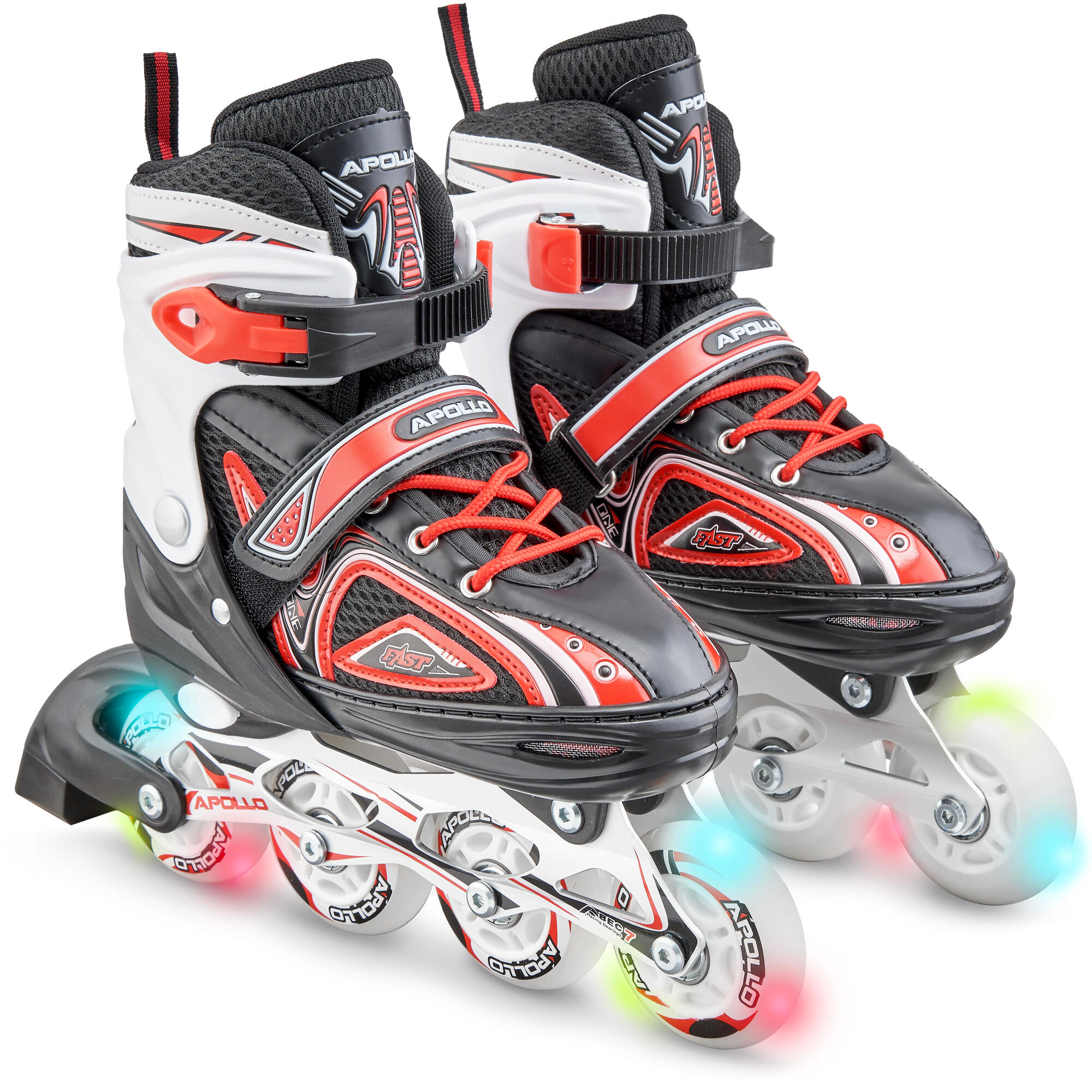 APOLLO Inliner Super Blades X Pro, LED Rollen, verstellbar – Rot