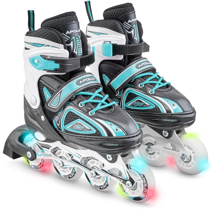 Patins à roulettes Super Blades X Pro, roues LED, réglables – Menthe