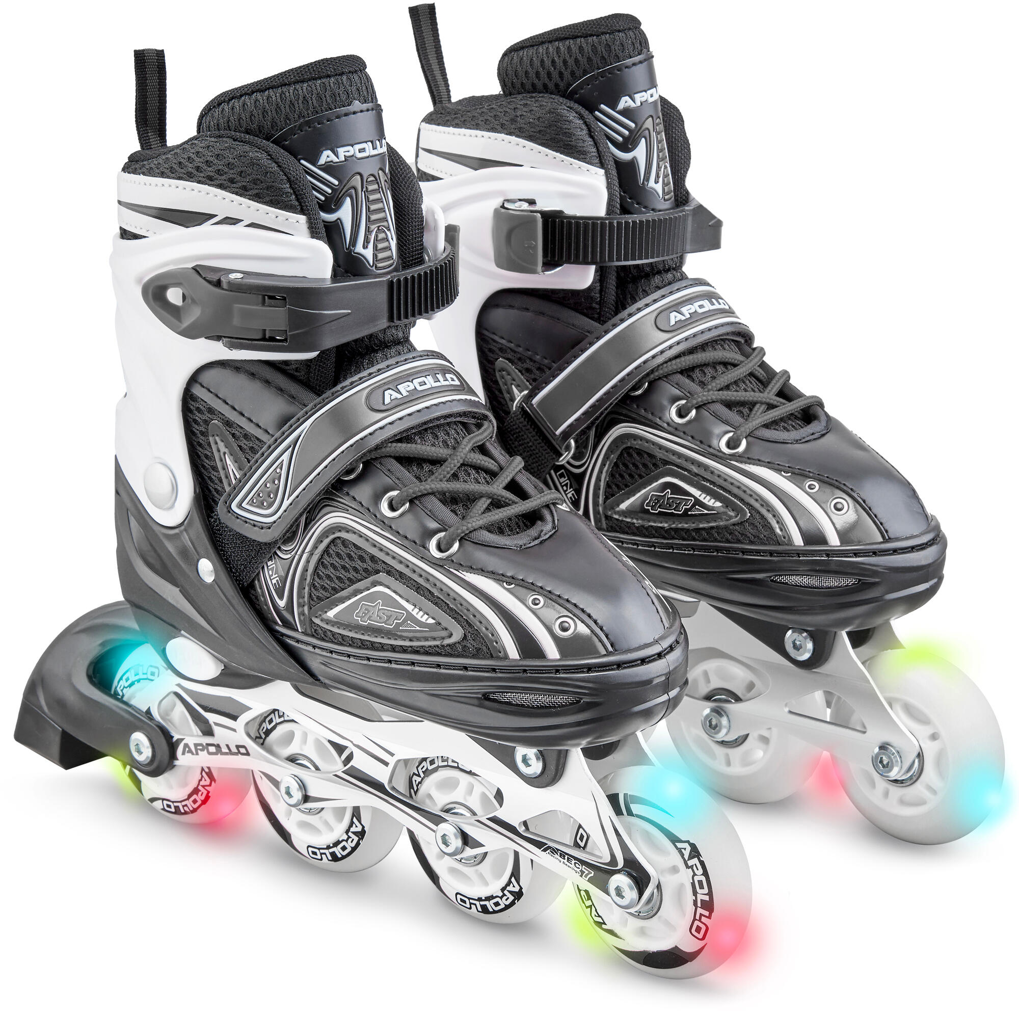 APOLLO Inliner Super Blades X Pro, LED Rollen, verstellbar – Schwarz
