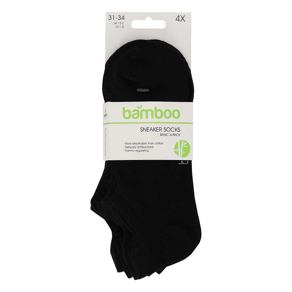 Apollo (Sports) - Bamboe Sneakersokken Kids - Zwart - Maat 23/26 - 8-Pack - 4/5