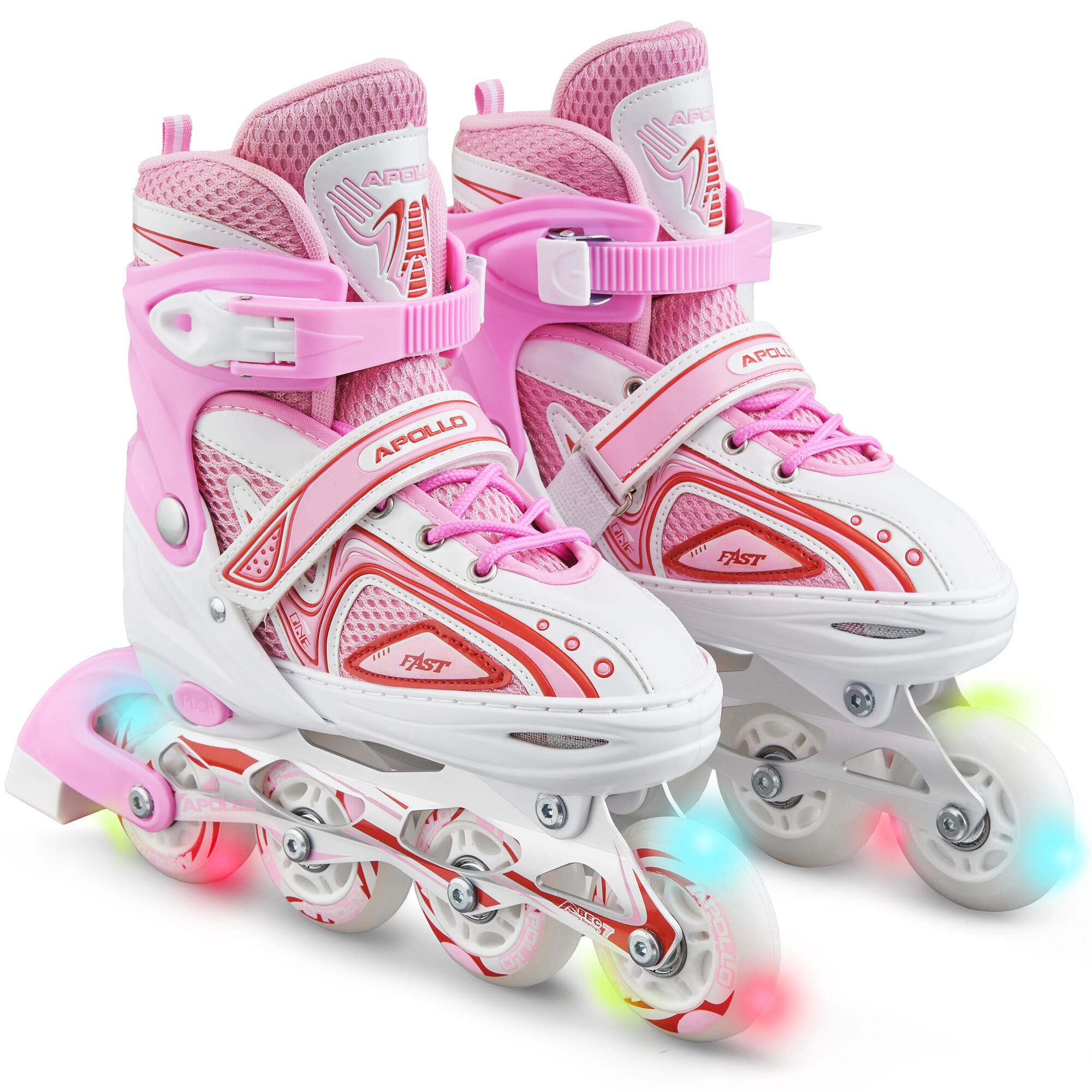 Apollo - Apollo Super Blade Led Abec7 Patins À Roulettes Enfant Réglables - Rollers En Ligne - Blanc|rose - 39 - Decathlon