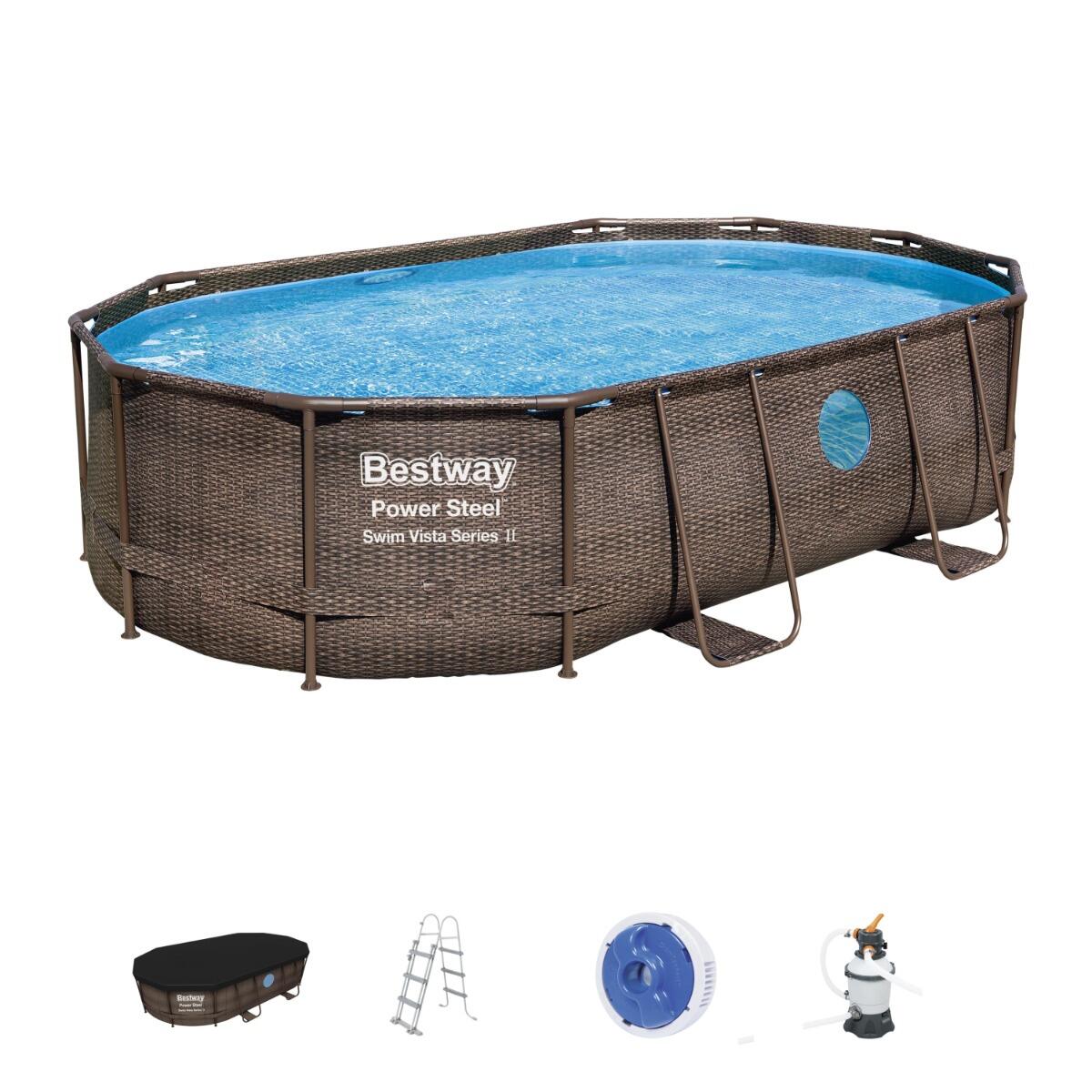 488 x 305 x 107 cm Bestway Power Steel Swim Vista Kit Piscine Ovale 2/7