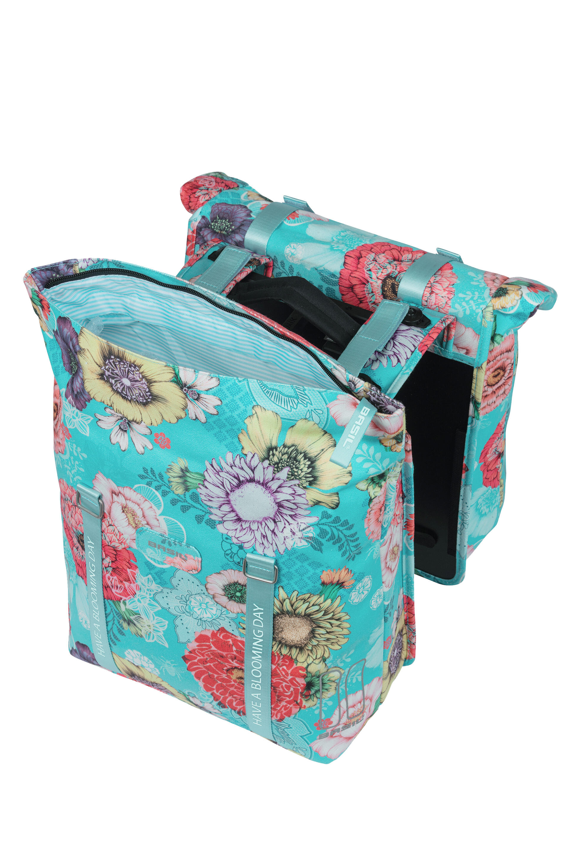 Basil Doppelpacktasche Bloom Field MIK sky blue, 30x15x33cm, 28-35ltr 6/7