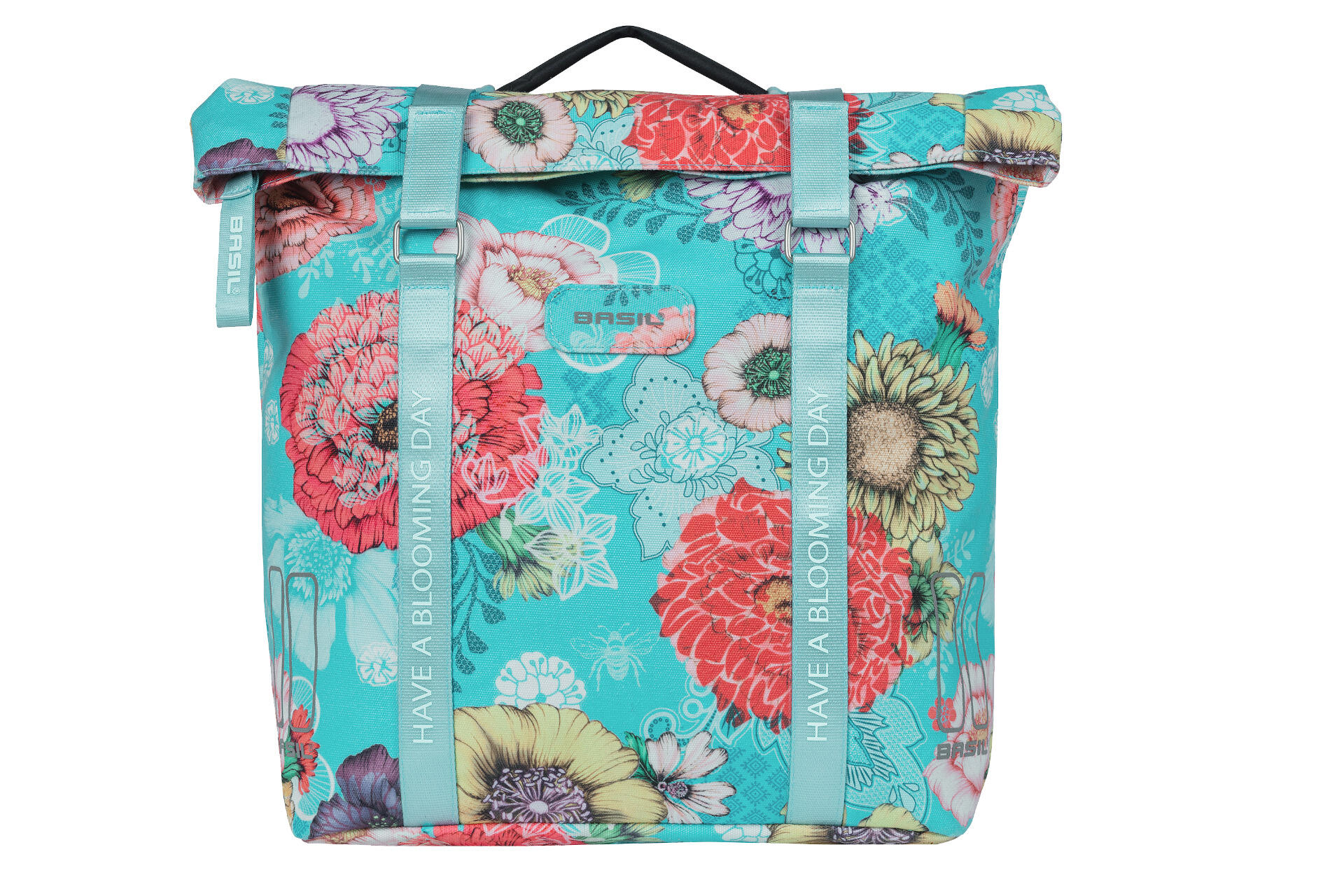 Basil Doppelpacktasche Bloom Field MIK sky blue, 30x15x33cm, 28-35ltr 3/7