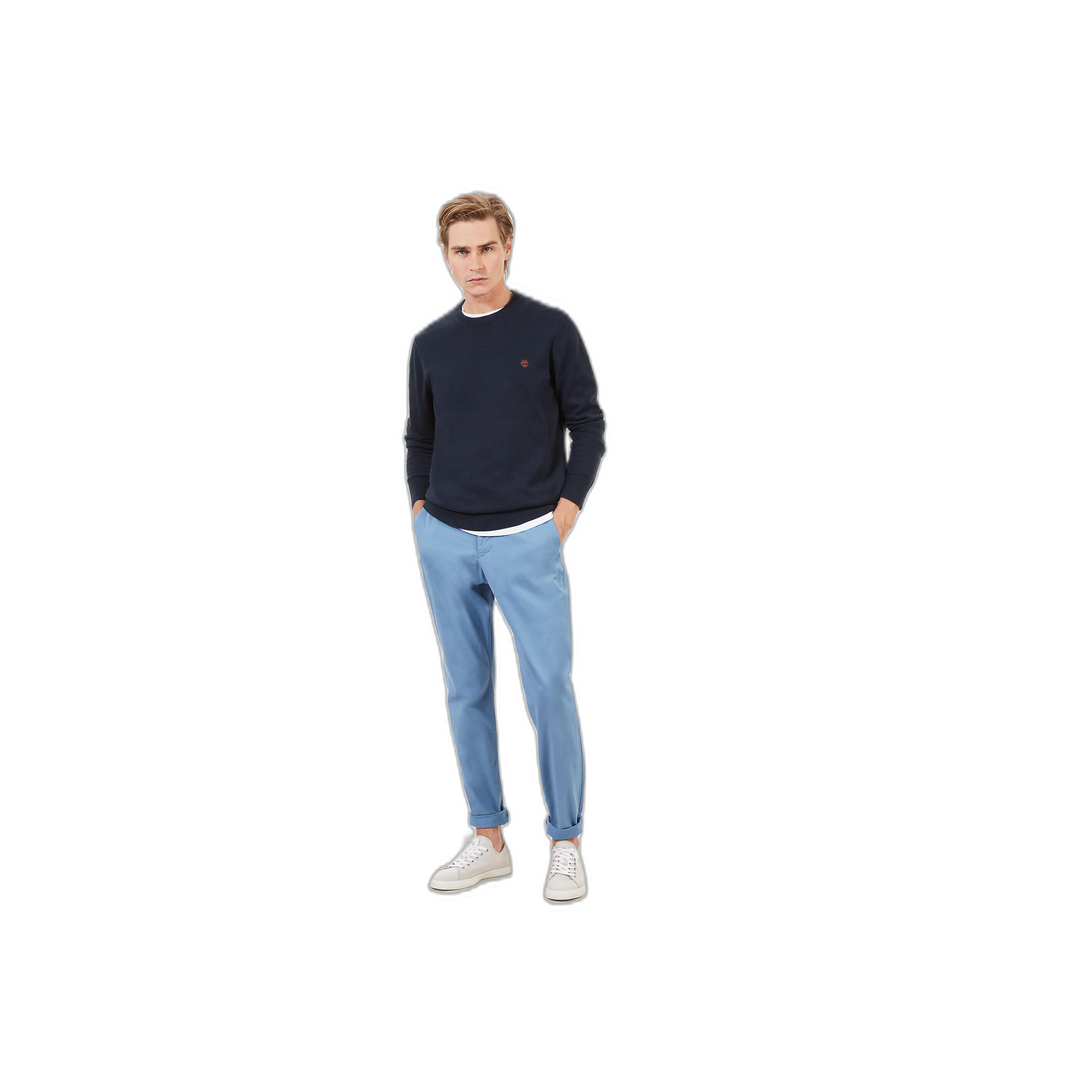 Pull col rond coton bio Timberland Williams River 3/4