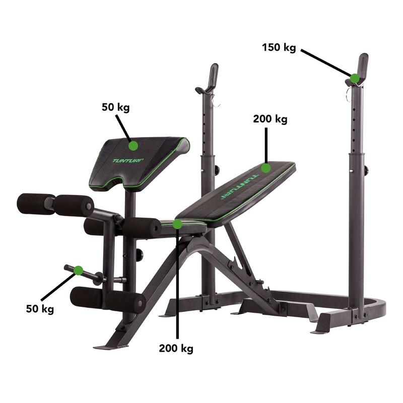 WB50 Halterbank - Bankdrukbank - Leg extension - Bicep curls - Hamstring Curls