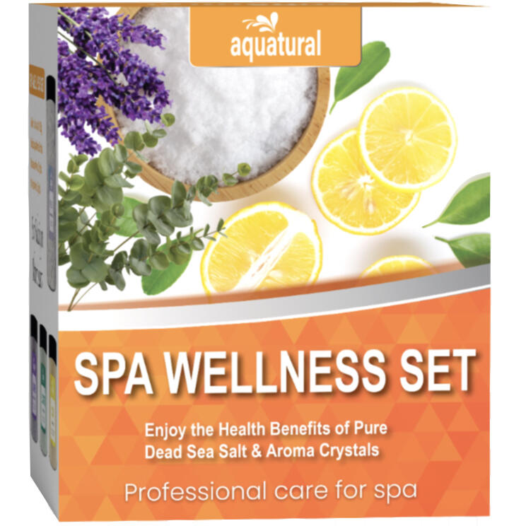 AQUA PRODUCTS Aquatural Spa Wellness Set met aromatische badkristallen & Dode Zeezout - Citroe