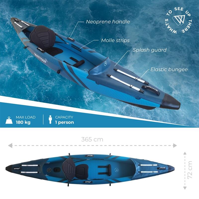 Aufblasbares Kajak TORPEDO 1P HP - 365cm/12'x72cm/28' - DropStitch MAX 180 kg