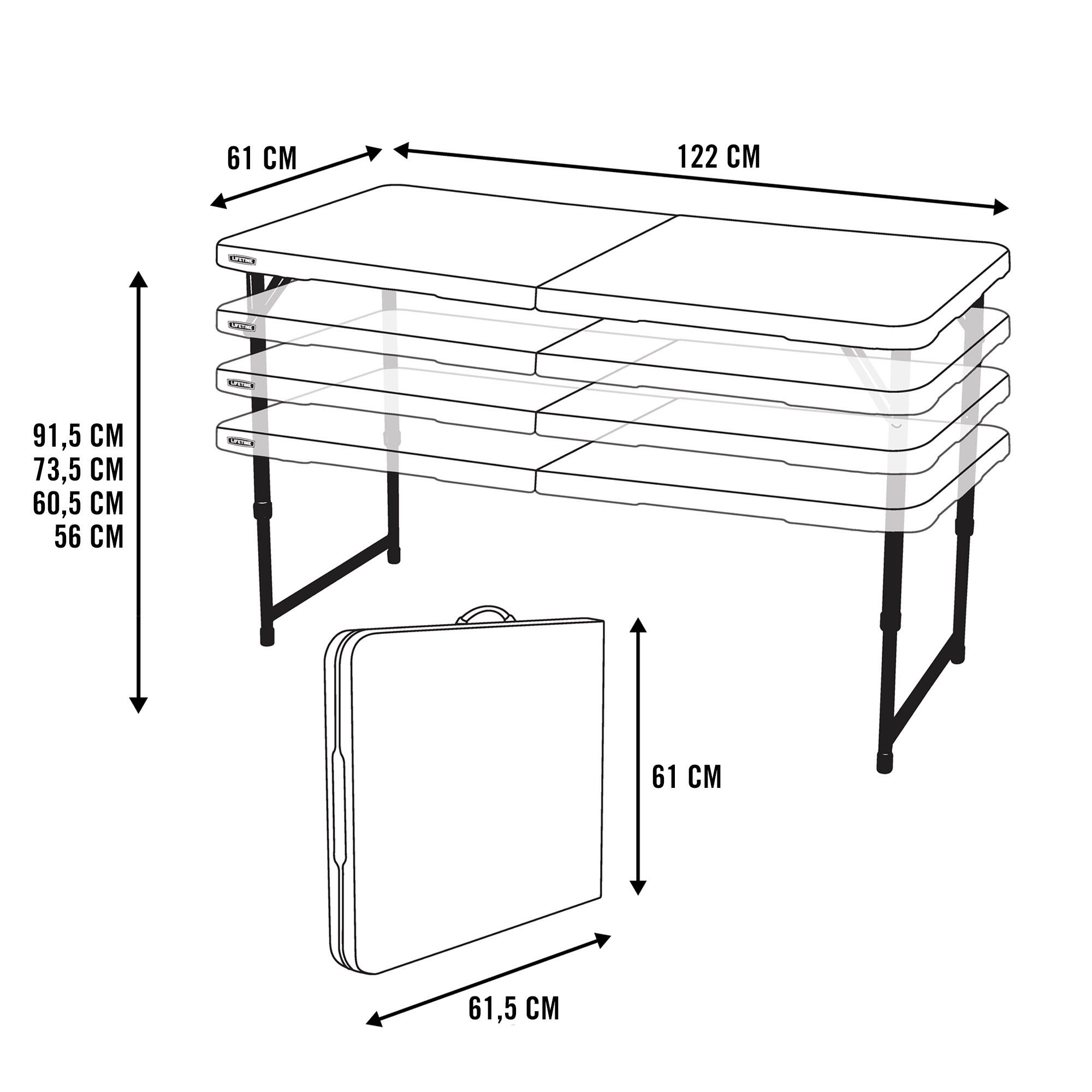 Table Ajustable en Hauteur et pliante LIFETIME #4428 5/7
