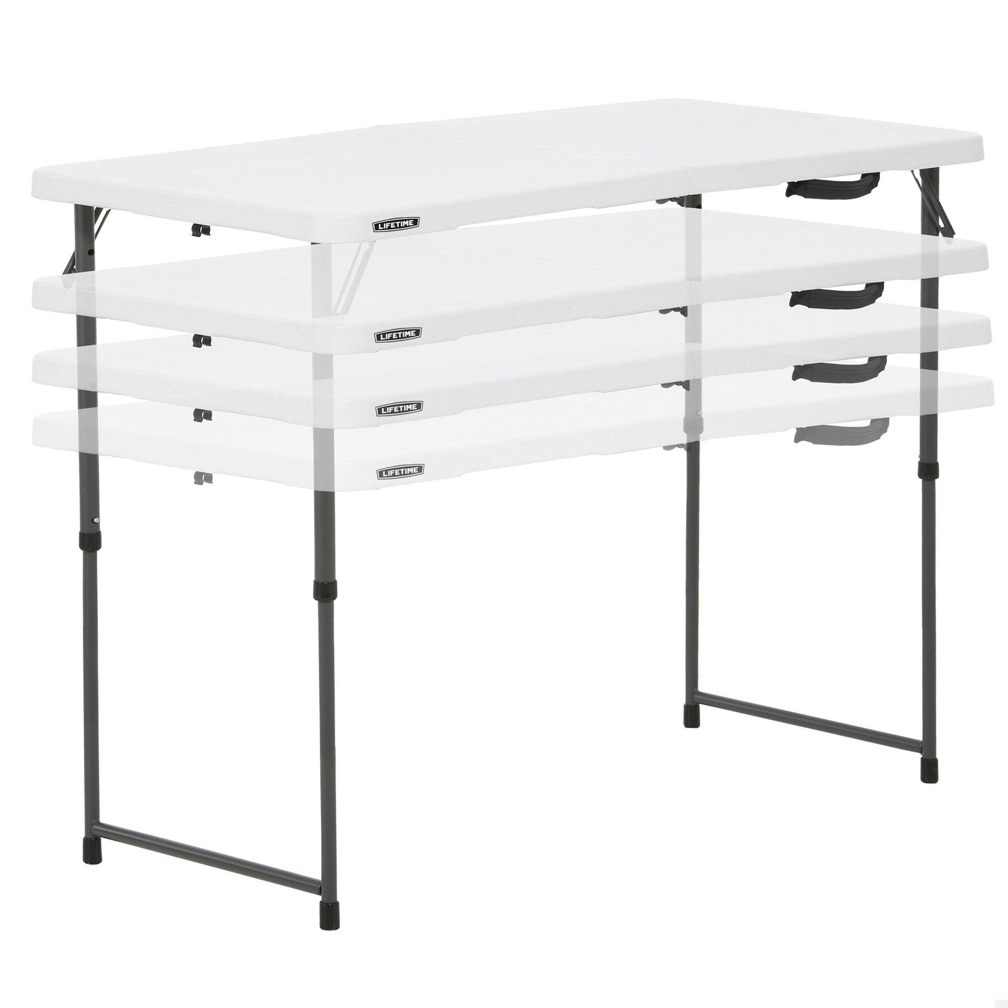 LIFETIME Mesa plegable ajustable en altura blanco Lifetime 122 x 61 x 56-91 cm