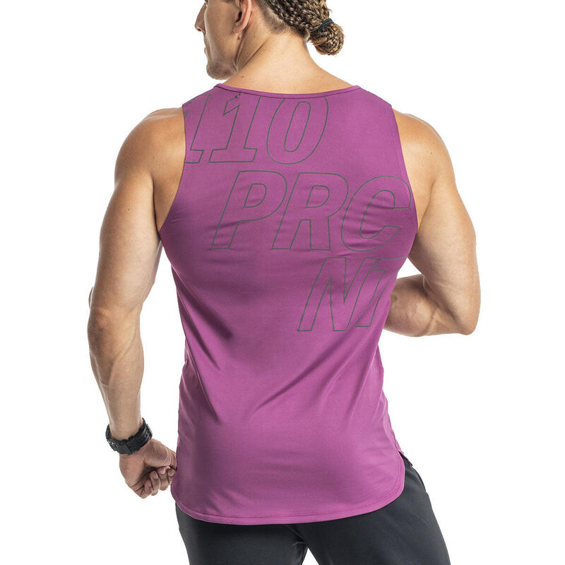男裝修身防臭速干健身跑步運動背心 - 紫色