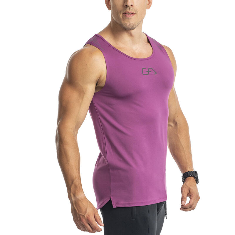 Men Wicking Anti-Odor Running Sports Vest Tank Top Singlet - Purple