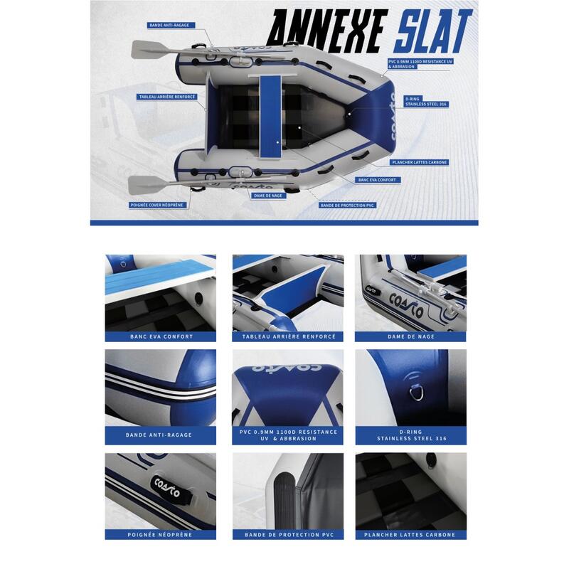 Anexo Inflable SLAT 230 Piso Laminado de Carbono 230x140cm -Máx 350 kg / 4CV