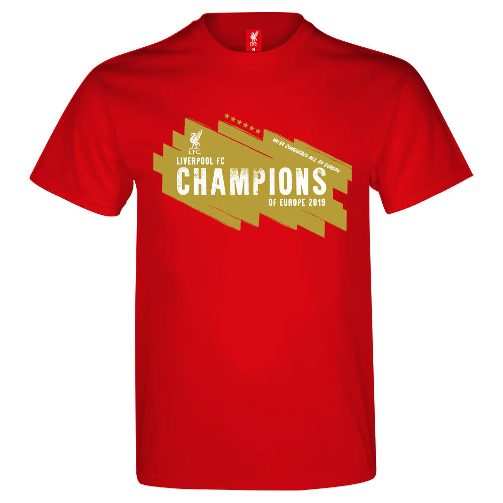 LIVERPOOL FC Liverpool FC Official Gift Mens Kids 6 Times Champions League Winners T-Shirt