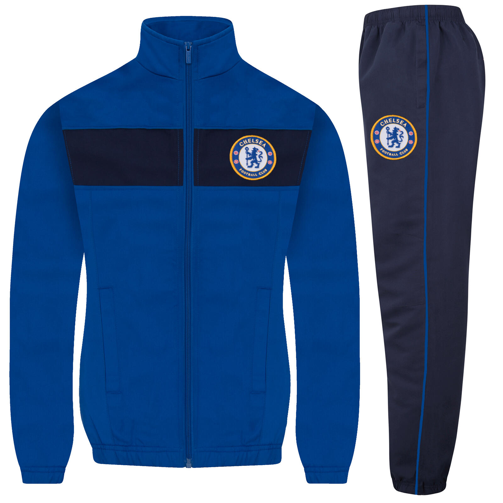 Chelsea Boys Tracksuit Jacket Pants Set Kids OFFICIAL Football Gift