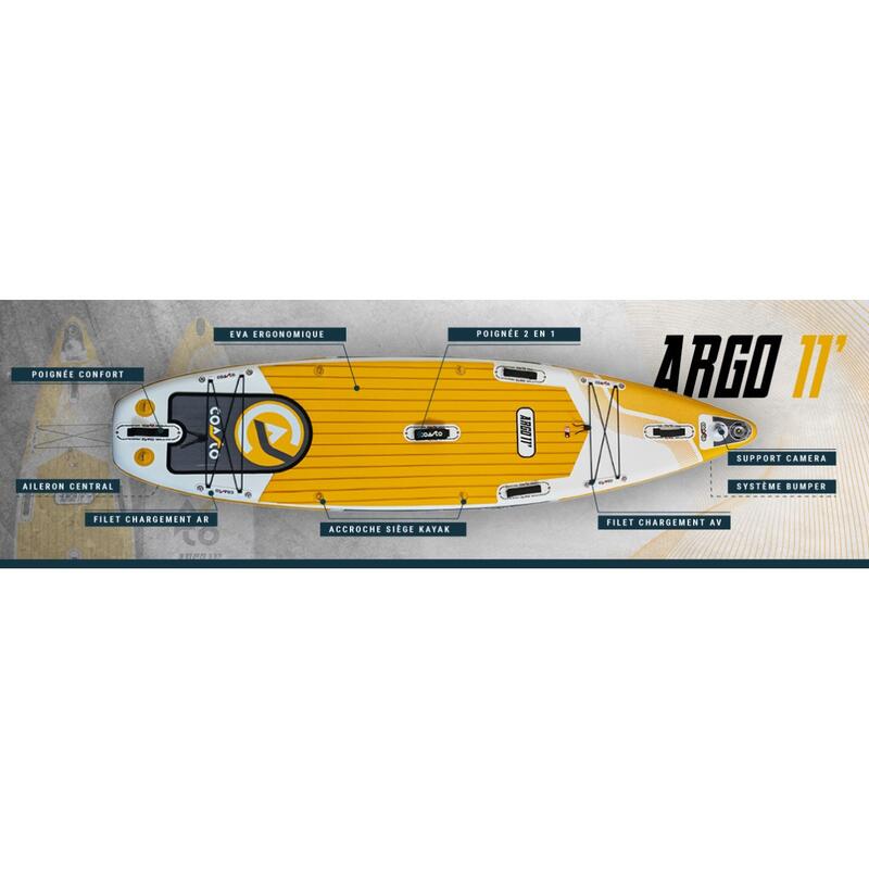 Opblaasbare All-Round Argo 11' SUP met Dubbele Kamer Dropstitch TTS 335x84x15cm