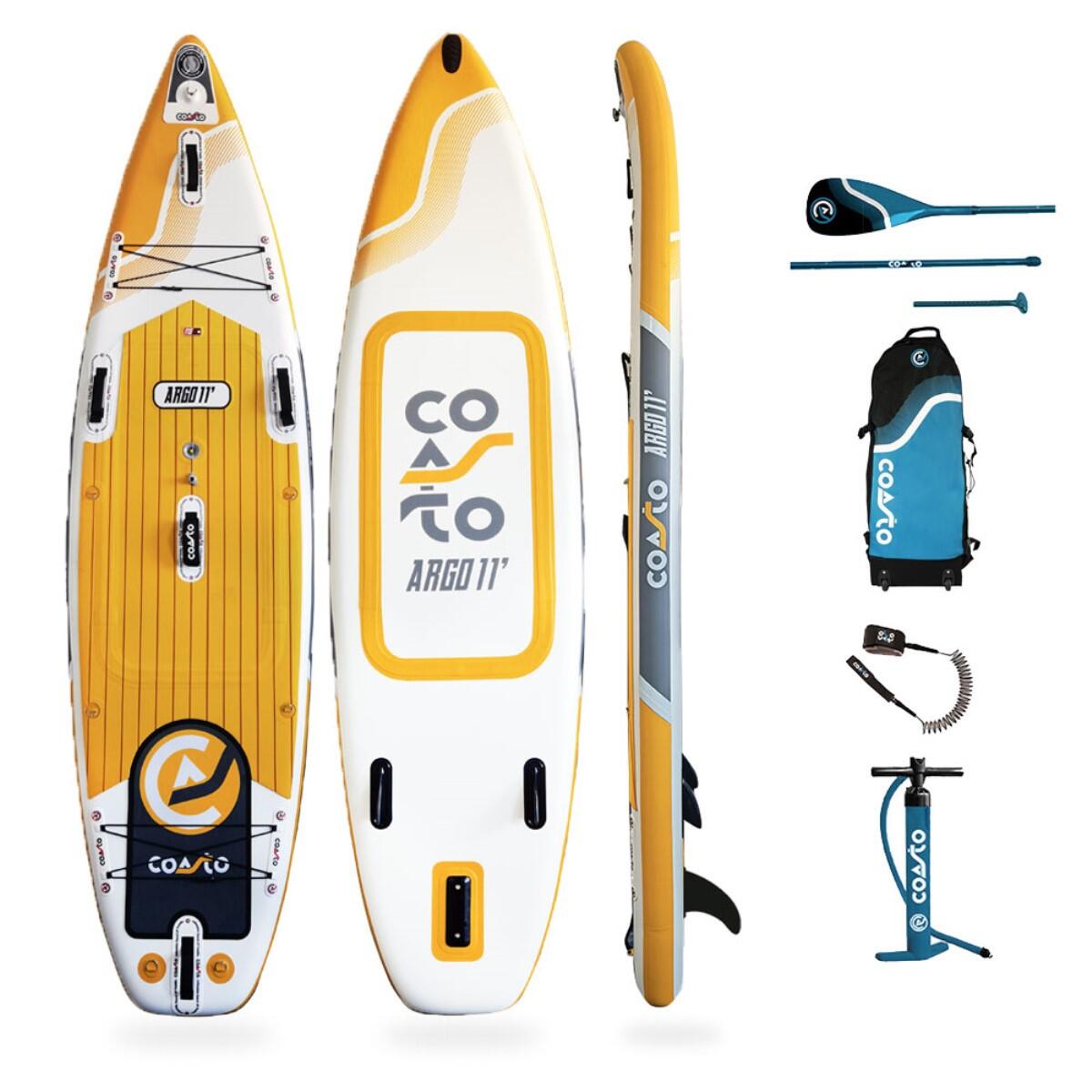 Coasto - Sup Gonflable All-round Argo Double Chambre Dropstitch Tts 335x84x15cm 11'x33x6" - Set De Stand Up Paddle - Jaune - No Size - Decathlon