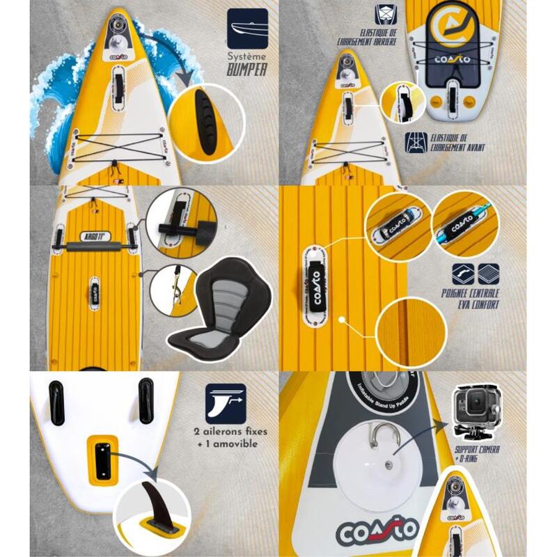 Nafukovací paddleboard COASTO Argo 11'0''x33''x6'' YELLOW/WHITE