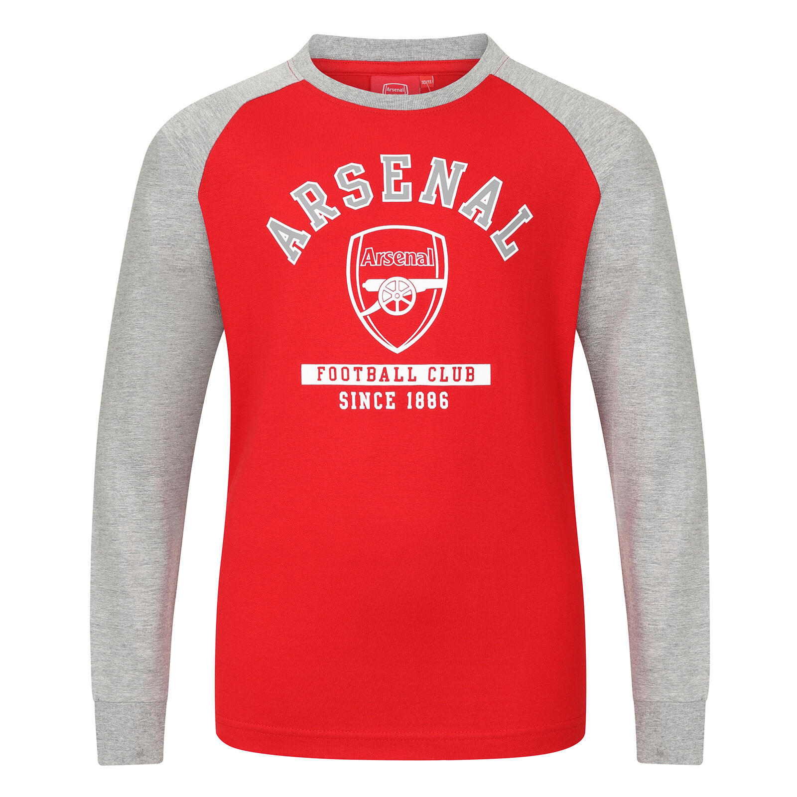 ARSENAL Arsenal FC Boys T-Shirt Long Sleeve Crest Raglan Kids OFFICIAL Football Gift