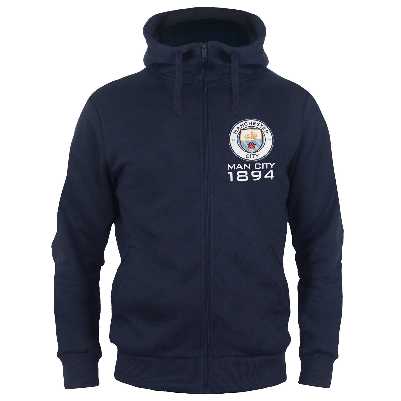 Manchester City Mens Hoody Zip Fleece OFFICIAL Football Gift 1/2