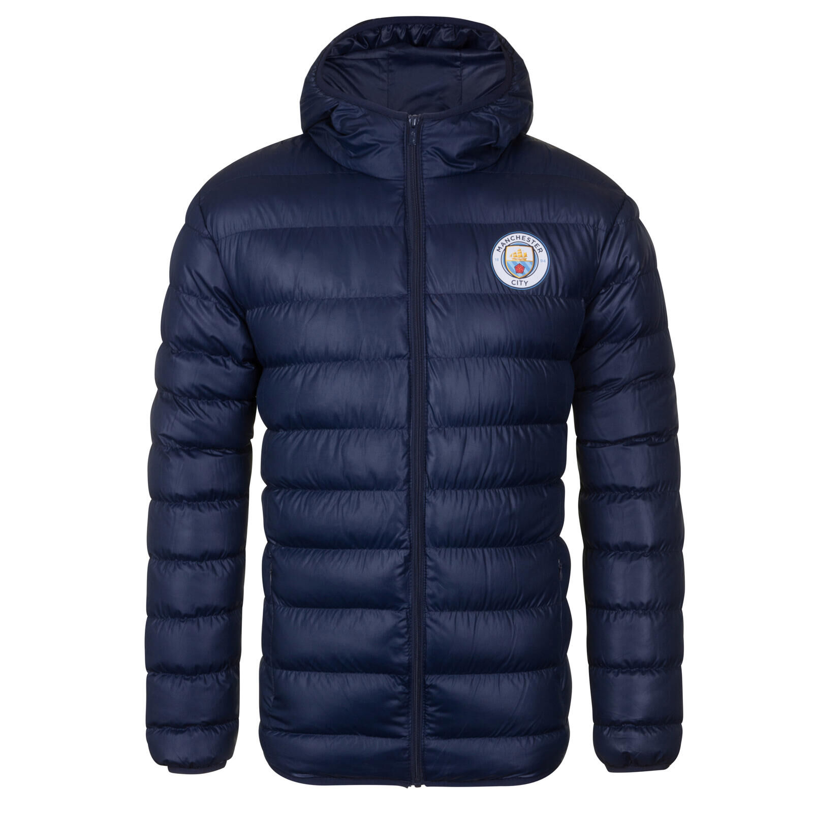 MANCHESTER CITY Manchester City Mens Jacket Hooded Winter Quilted OFFICIAL Football Gift