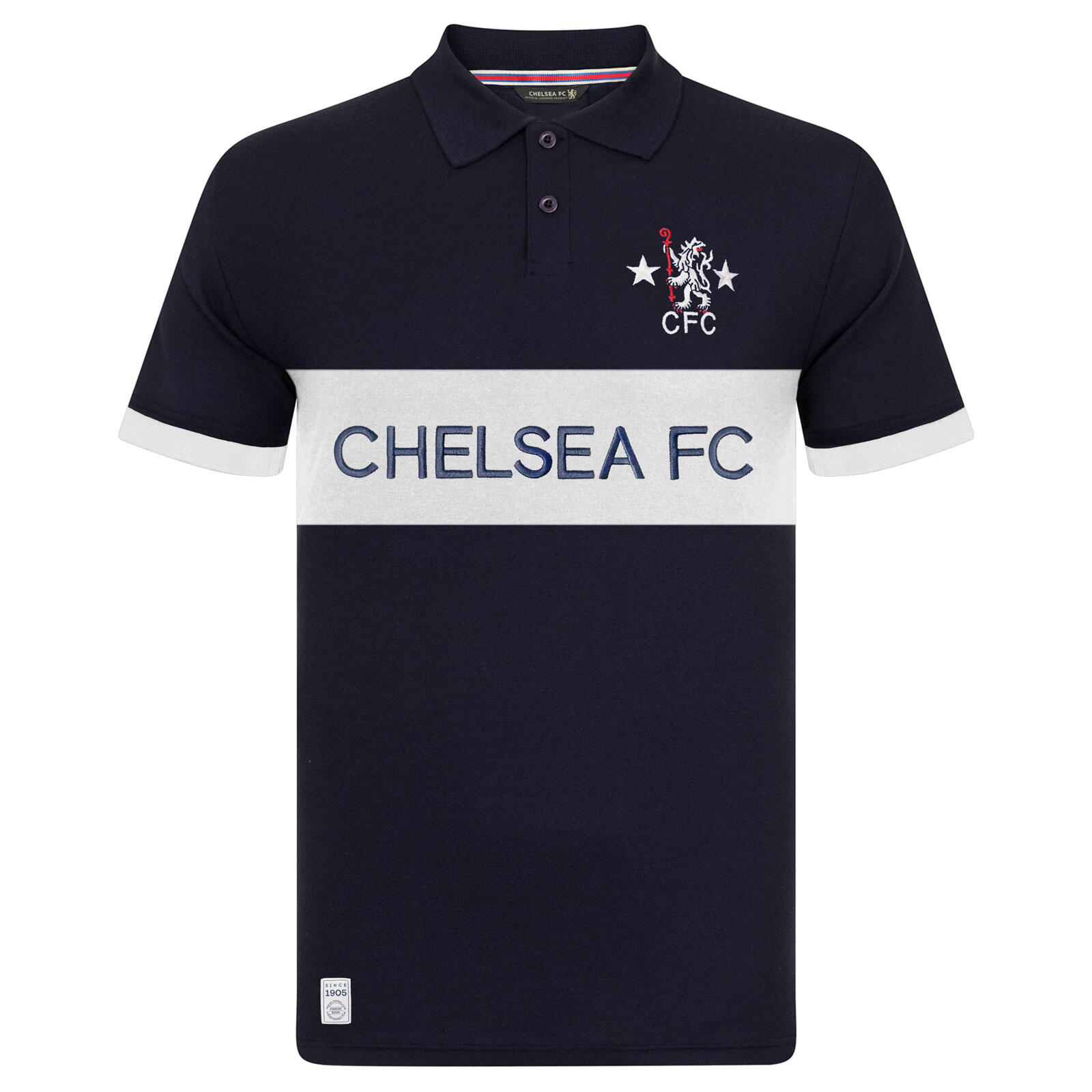 Chelsea FC Mens Polo Shirt Retro Cut & Sew Blue OFFICIAL Football Gift 1/5