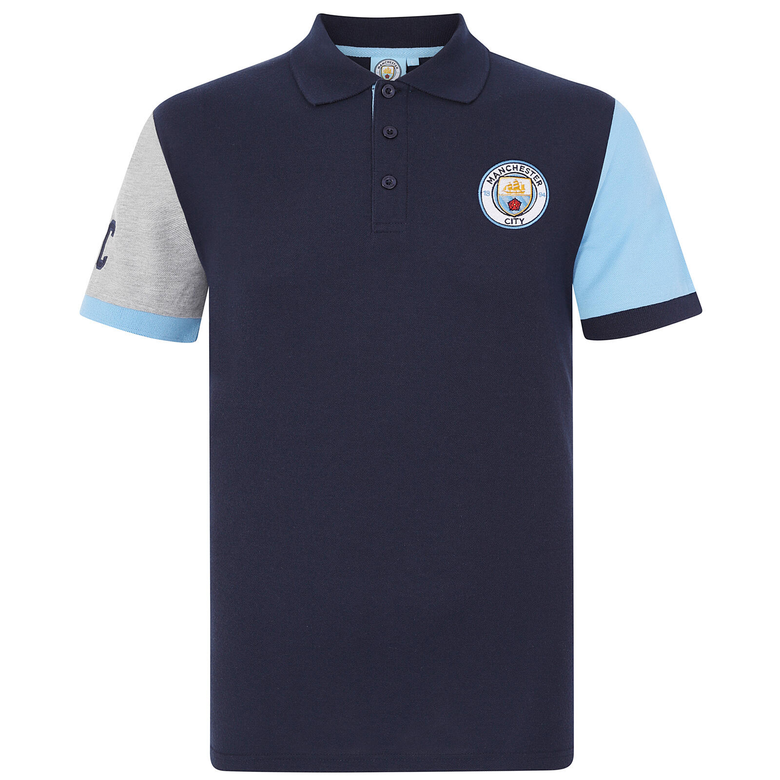 Manchester City Mens Polo Shirt Crest OFFICIAL Football Gift 1/4