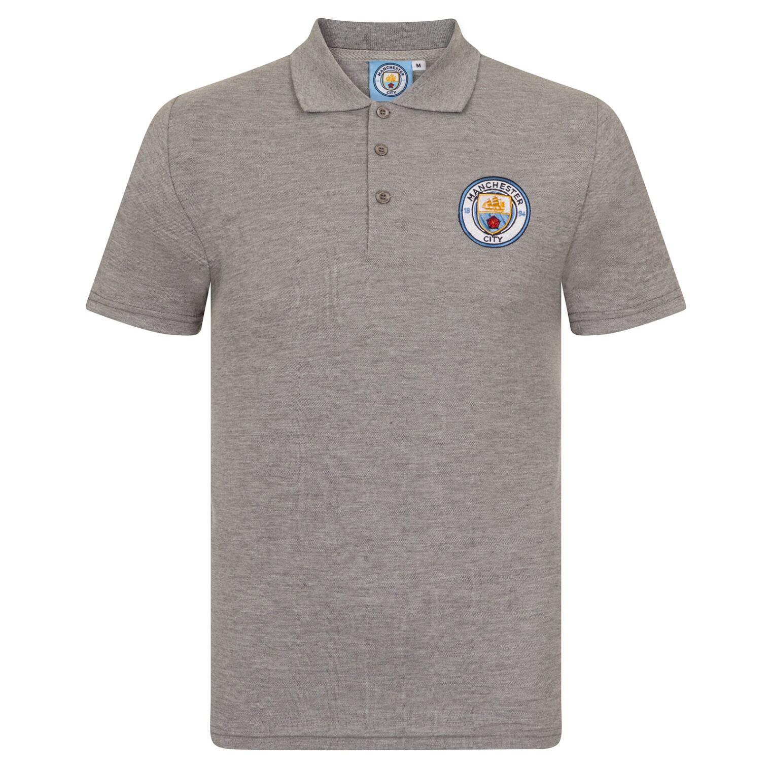 MANCHESTER CITY Manchester City Mens Polo Shirt Crest OFFICIAL Football Gift