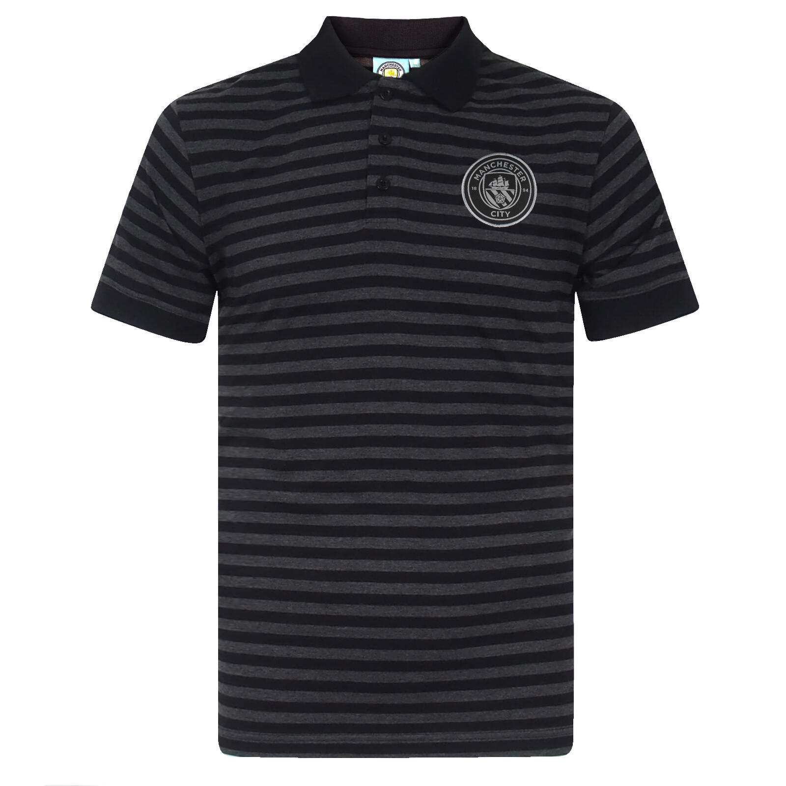 Manchester City Mens Polo Shirt Striped OFFICIAL Football Gift 1/2