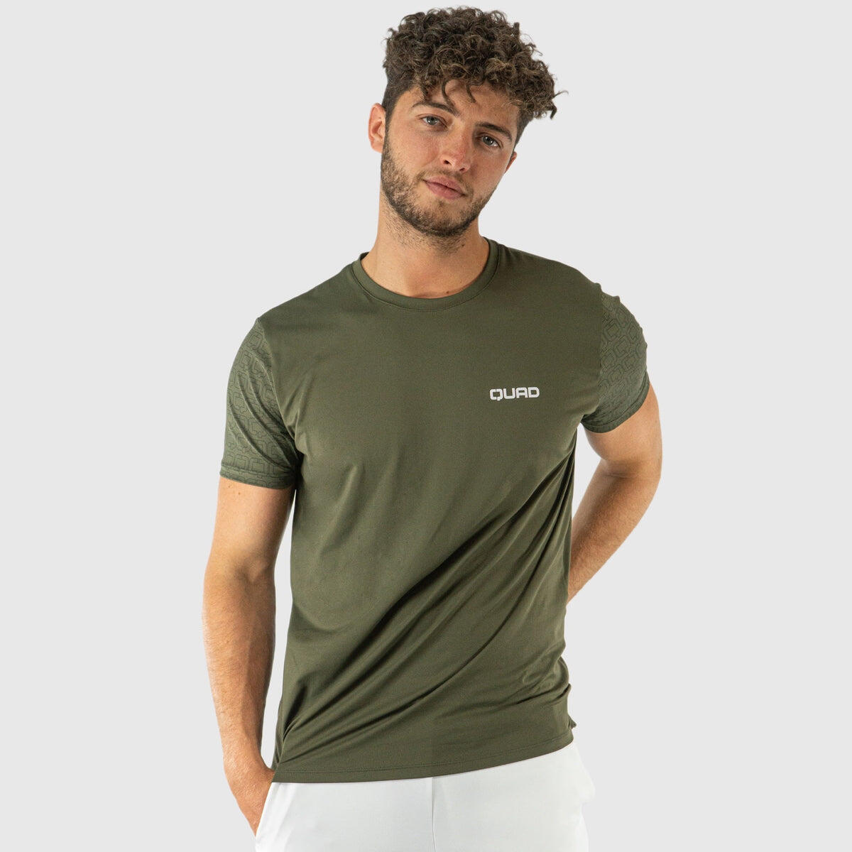 T-SHIRT DE JOGO PADEL QUAD VERDE HOMEM 3/4