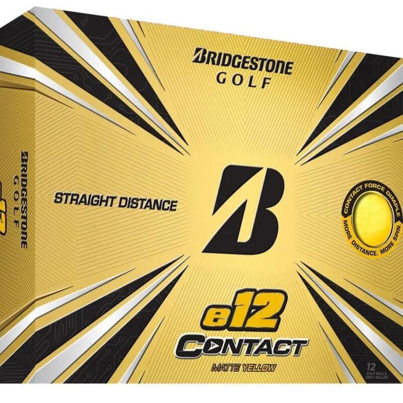 Doos met 12 Bridgestone E12 Contact-golfballen geel