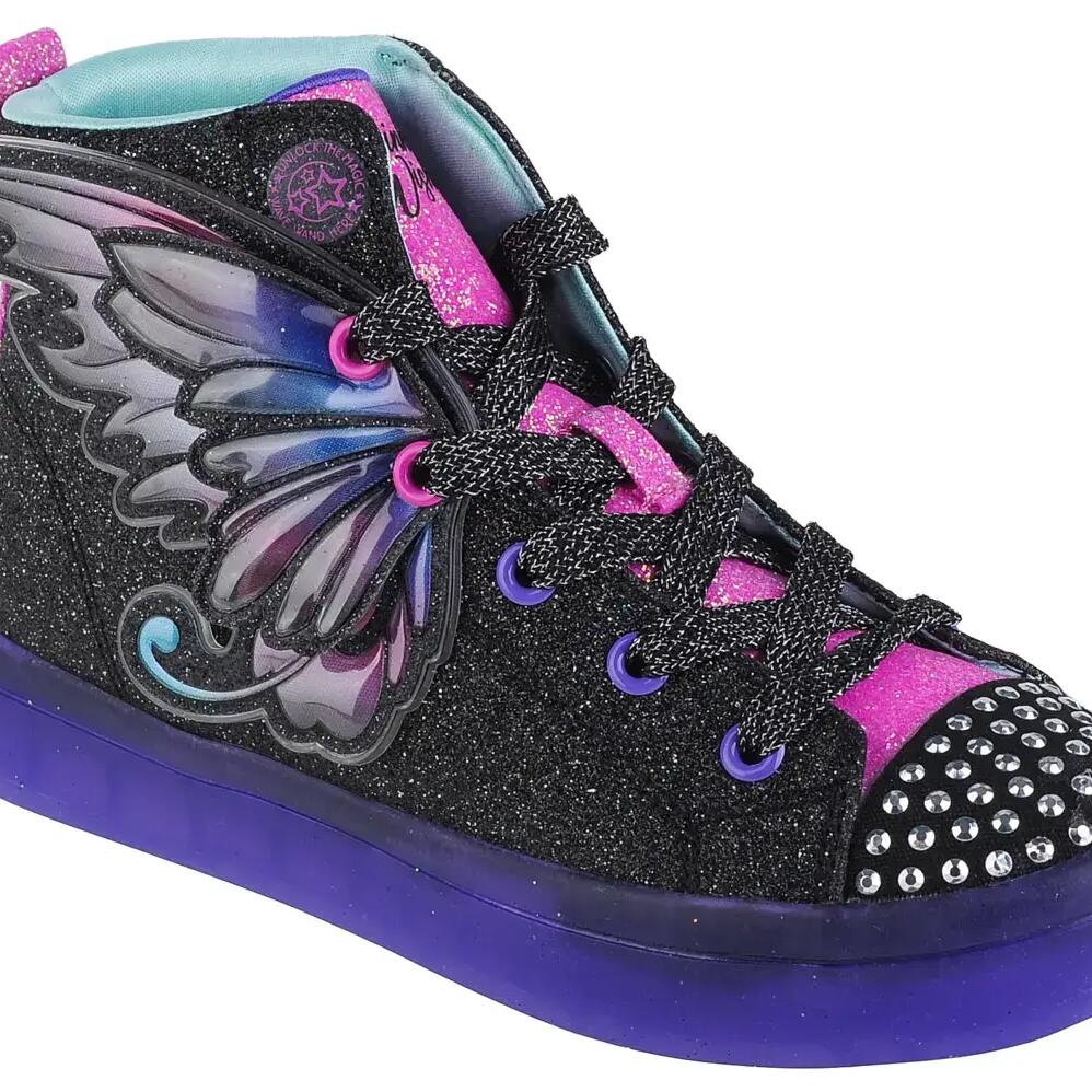 SKECHERS Twinkle Wishes high-top glitter sneakers with light-up effects
