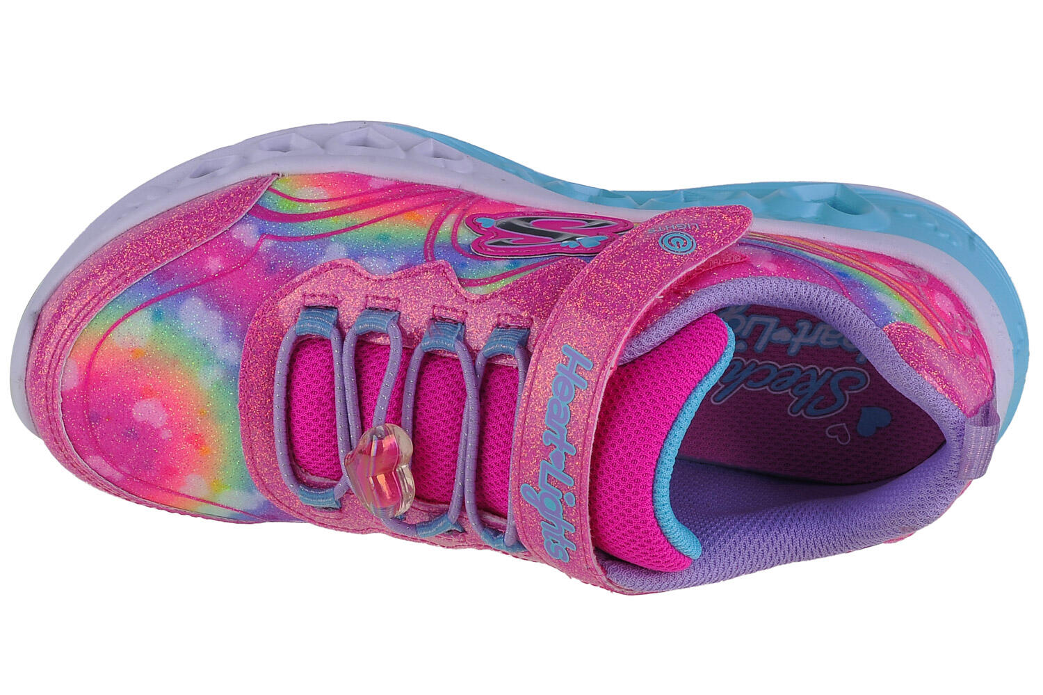 Buty sportowe Sneakersy dziewczęce, Skechers Flutter Heart Lights-Groovy Swirl 3/5