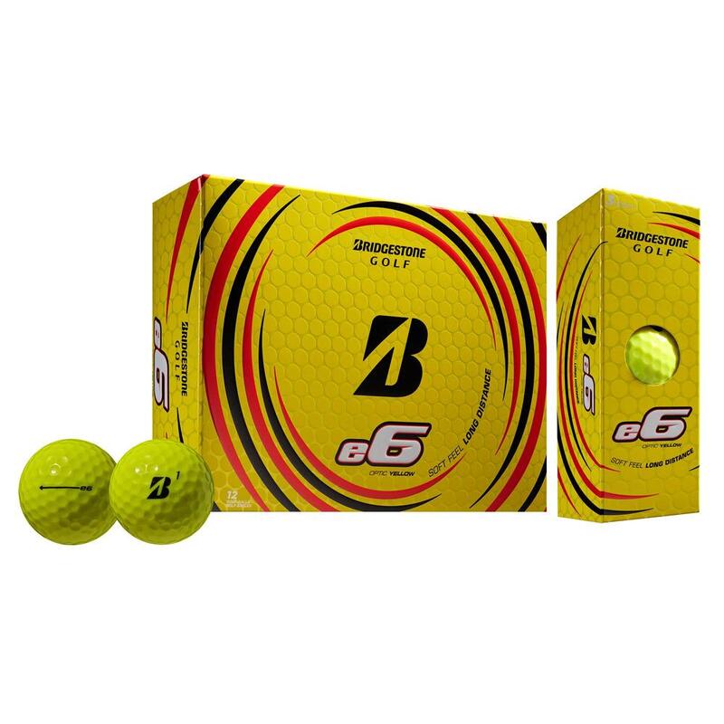 Doos met 12 Bridgestone E6-golfballen Geel