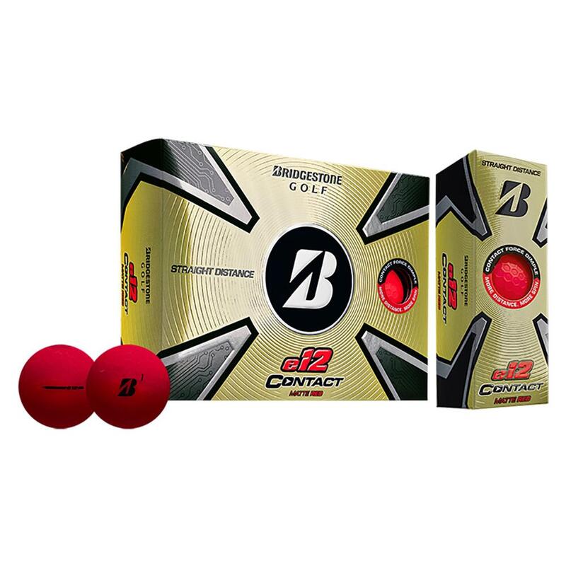Doos met 12 Bridgestone E12 Contact-golfballen rood
