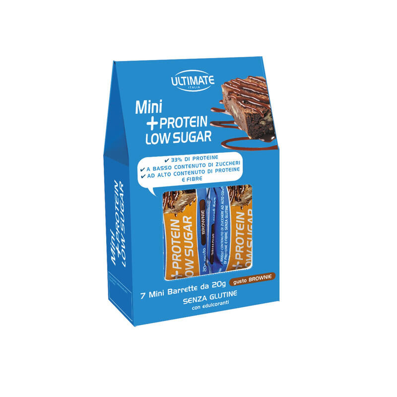 ULTIMATE ITALIA Integratore alimentare - BARRETTE MINI + PROTEIN LOW SUGAR BROWNIE – 7pz da 20g