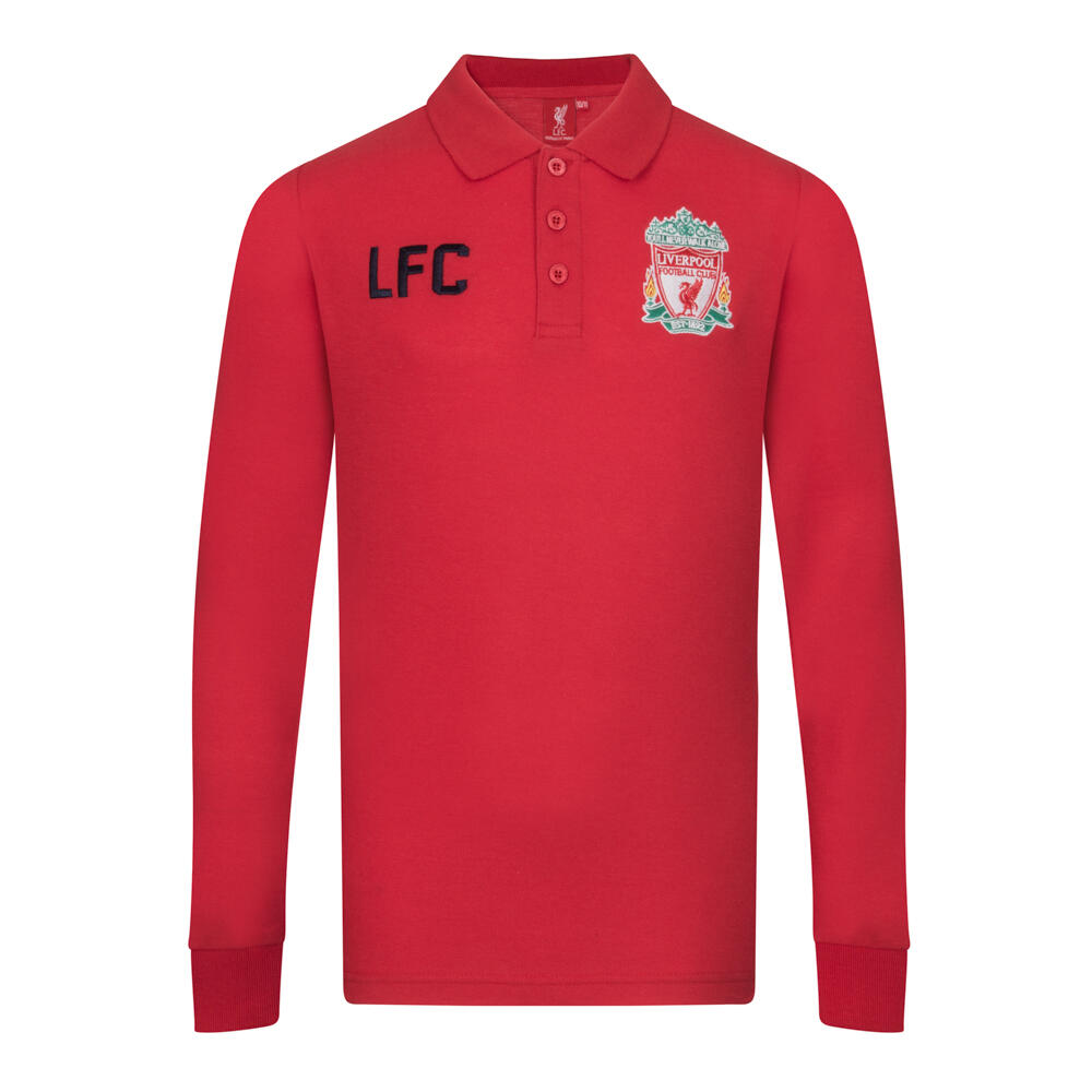 LIVERPOOL FC Liverpool FC Boys Polo Shirt Long Sleeve Kids OFFICIAL Football Gift