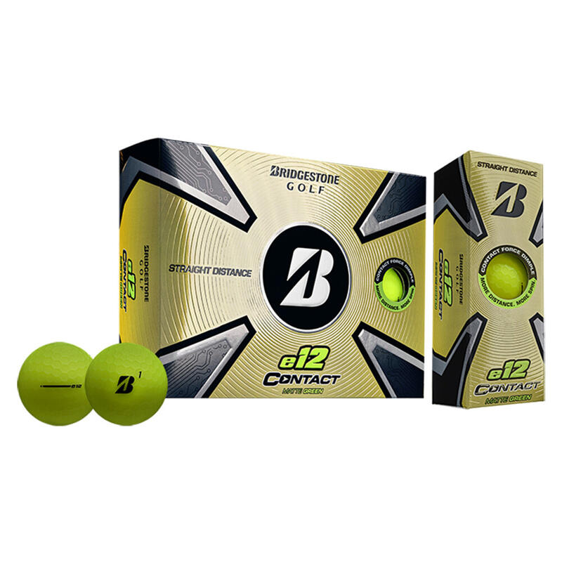 Doos met 12 Bridgestone E12 Contact-golfballen groen