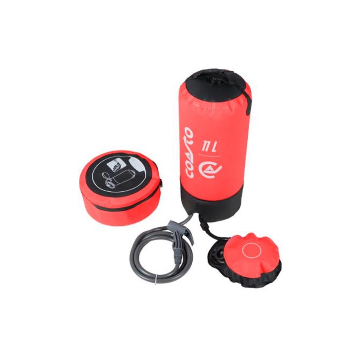 Chuveiro de pressão solar portátil para exterior - 11 L - Vermelho