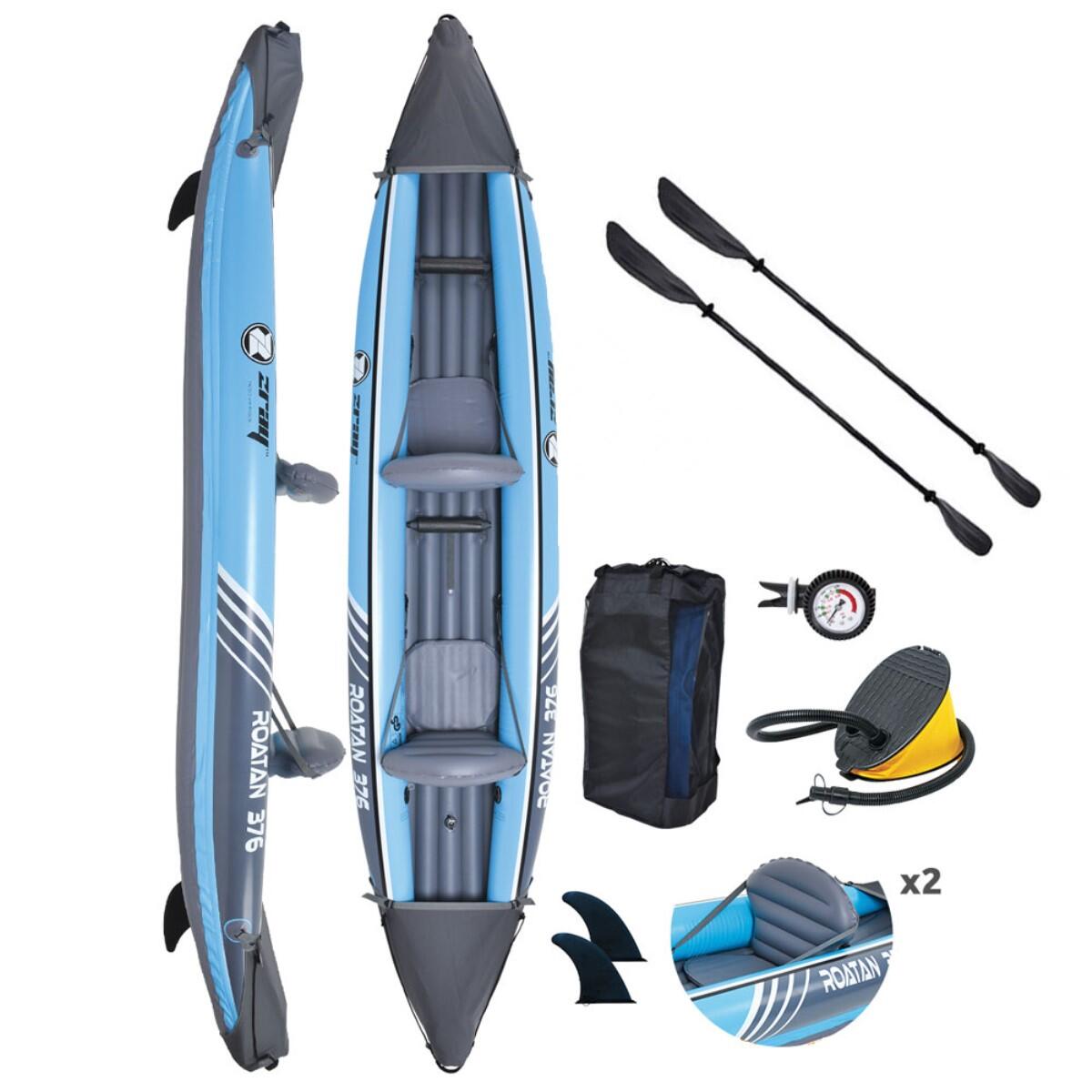ZRAY Aufblasbares Kajak Roatan 2 Plätze - Max. 160kg - 376x77cm (148"x30") - Blau