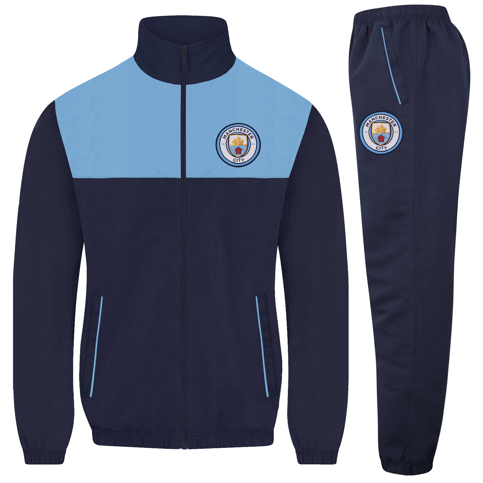 Manchester City Mens Tracksuit Jacket Pants Set OFFICIAL Football Gift