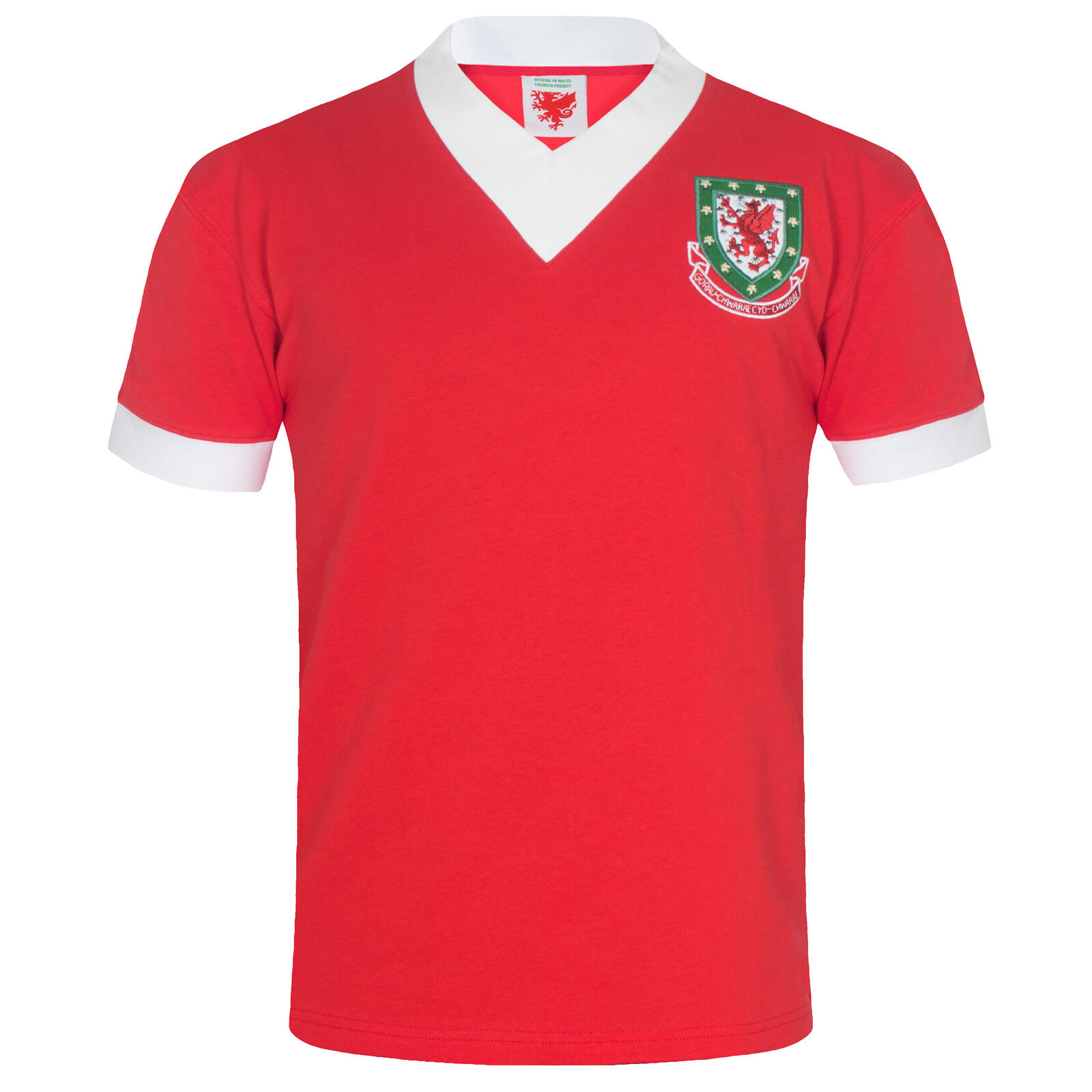 FA WALES Wales Cymru FAW Official Gift Mens Retro 1958/1976/1984 Football Kit Shirt Red