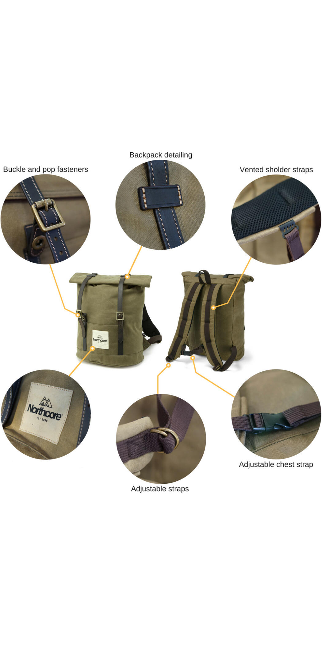 Waxed Canvas Back Pack - Chocolat 2/4