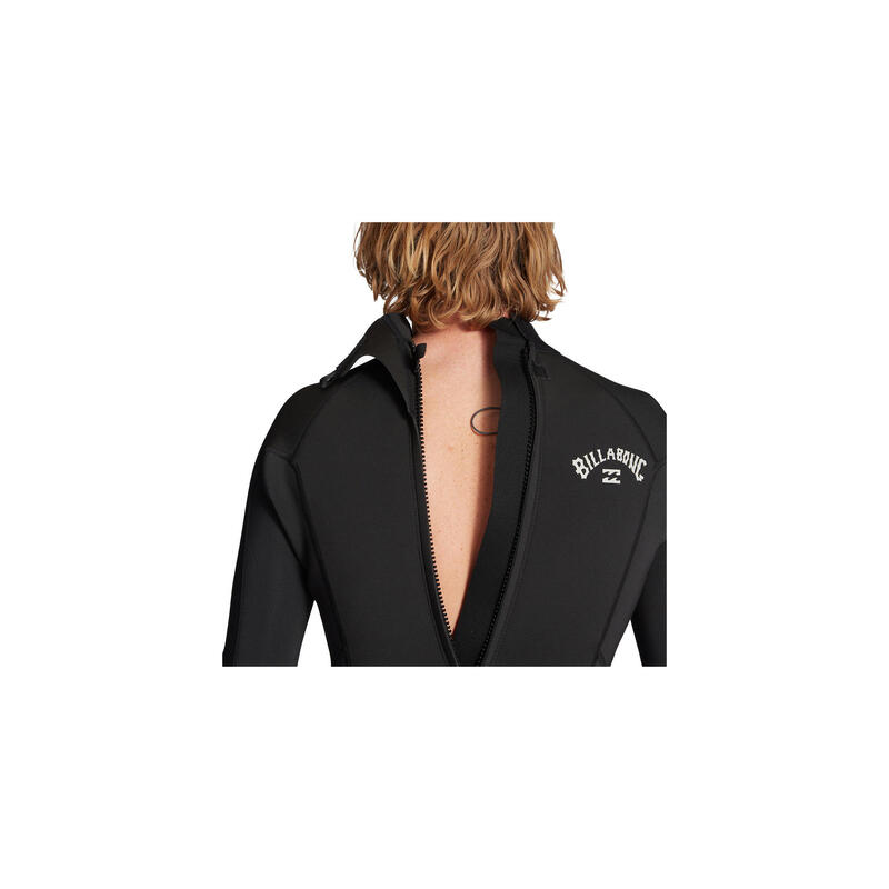 Costum Protecție Apă Înot Neopren 3/2mm Flatlock Back Zip, Negru