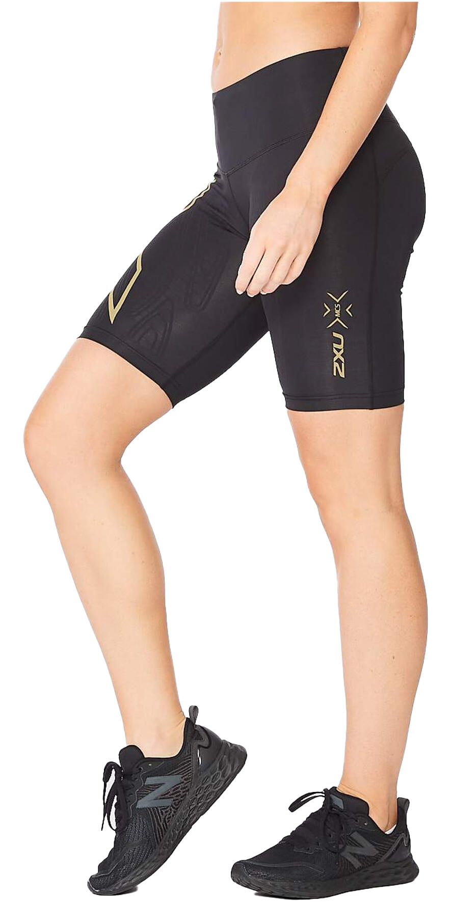 2022 Femmes Light Speed Mid-rise Comp Short - Noir / Or Réfléchissant 3/7