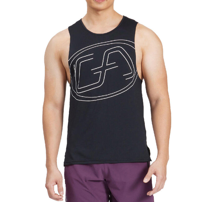 Men LooseFit Print Wicking Anti-Odor Sports Vest Tank Top Singlet - Black